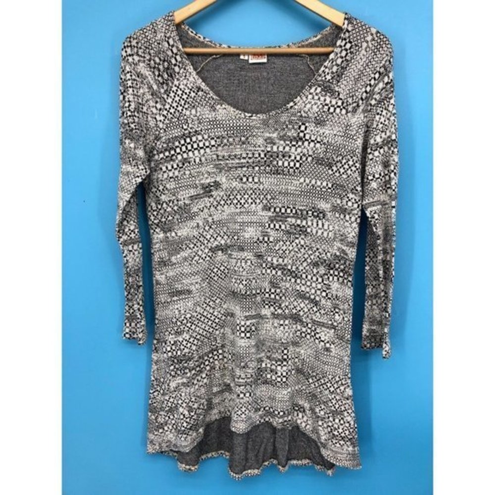 Tianello Womens Gray Top Half Sleeve Hi Lo Livia Tunic Small